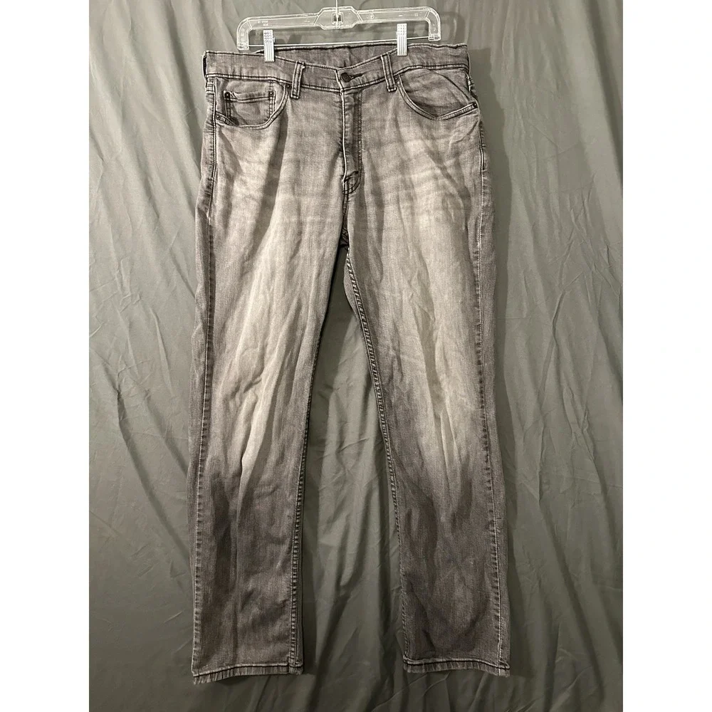Levi's 514 Jeans Men's 36x34 Grey Straight Fit Denim Gray Faded Wash Casual